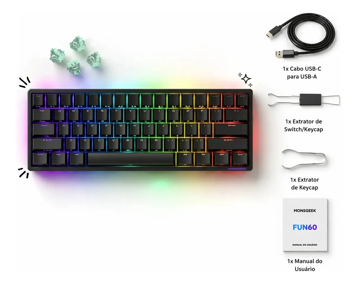 Teclado FUN60 Pro Magnético Akko · Preto