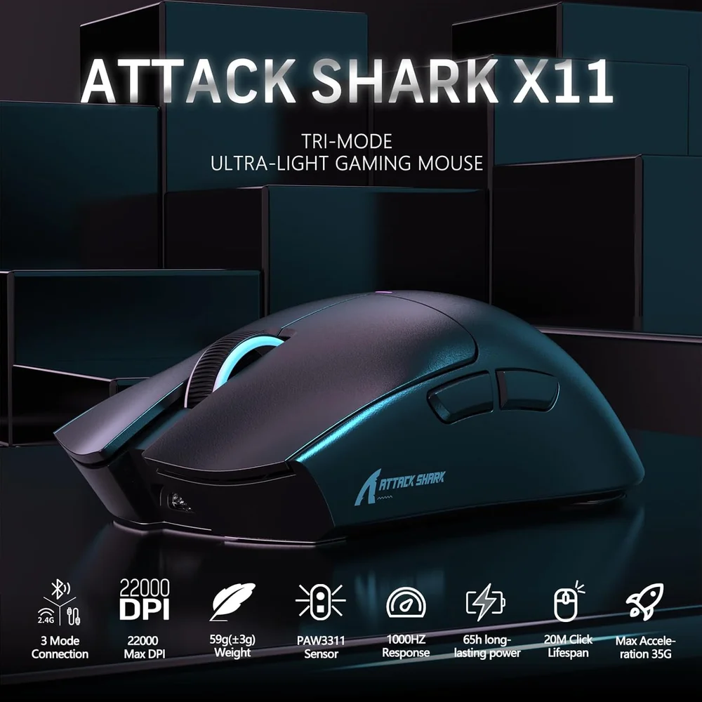 Mouse Attack Shark X11 · Preto